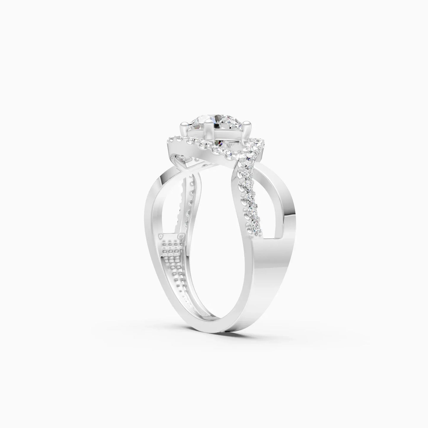 Spiral Cross Solitare Diamond Ring