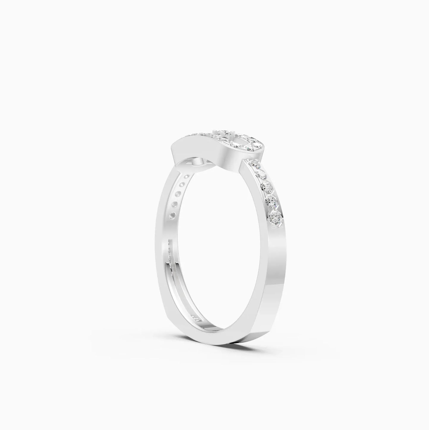Round lab Grown Diamond Open Hexagon Ring