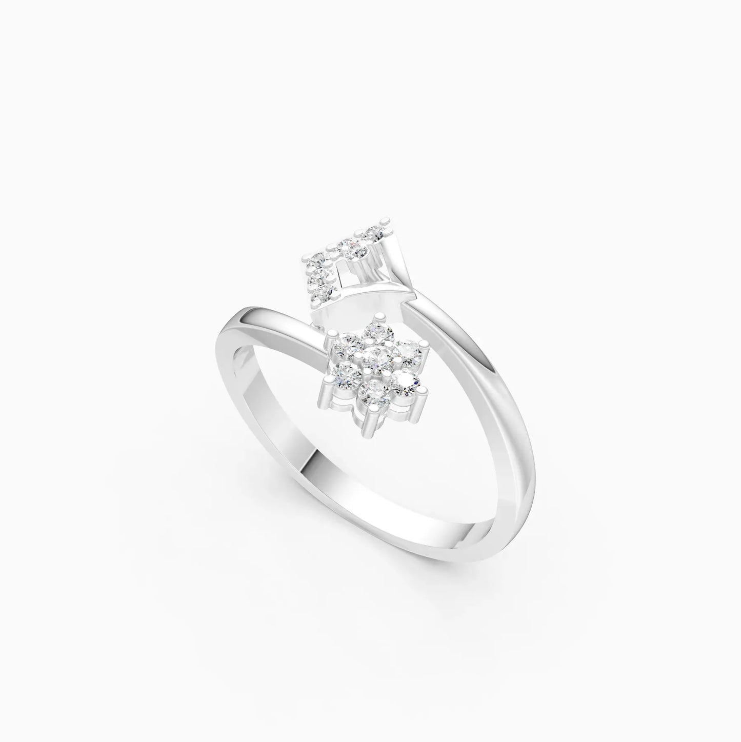 Floral Style By Pass Setting Diamond Cluster Band