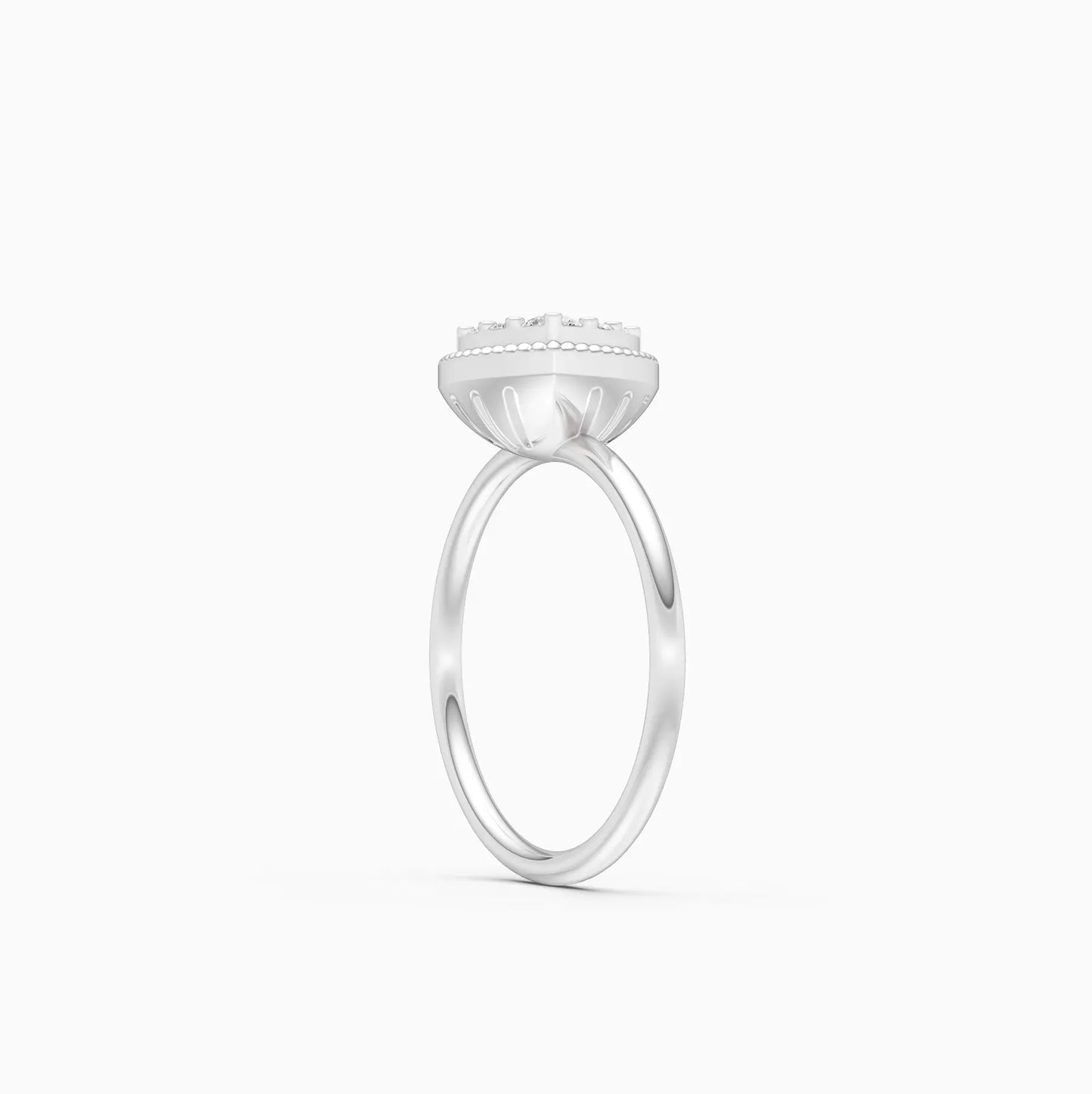Elegant Two Tone Diamond Cluster Trillion Shape Ring