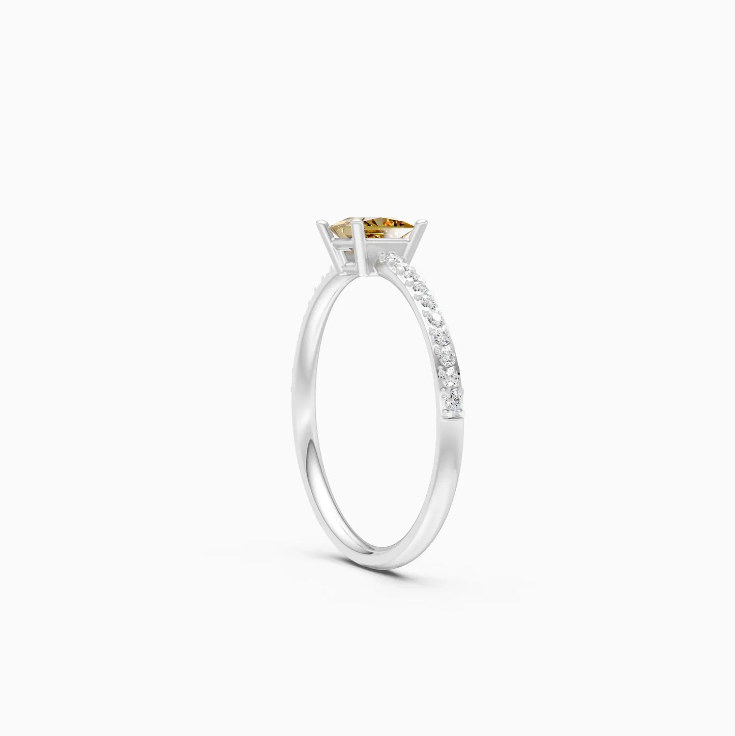 Trendy Yellow Topaz Pricess Diamond Dainty Ring