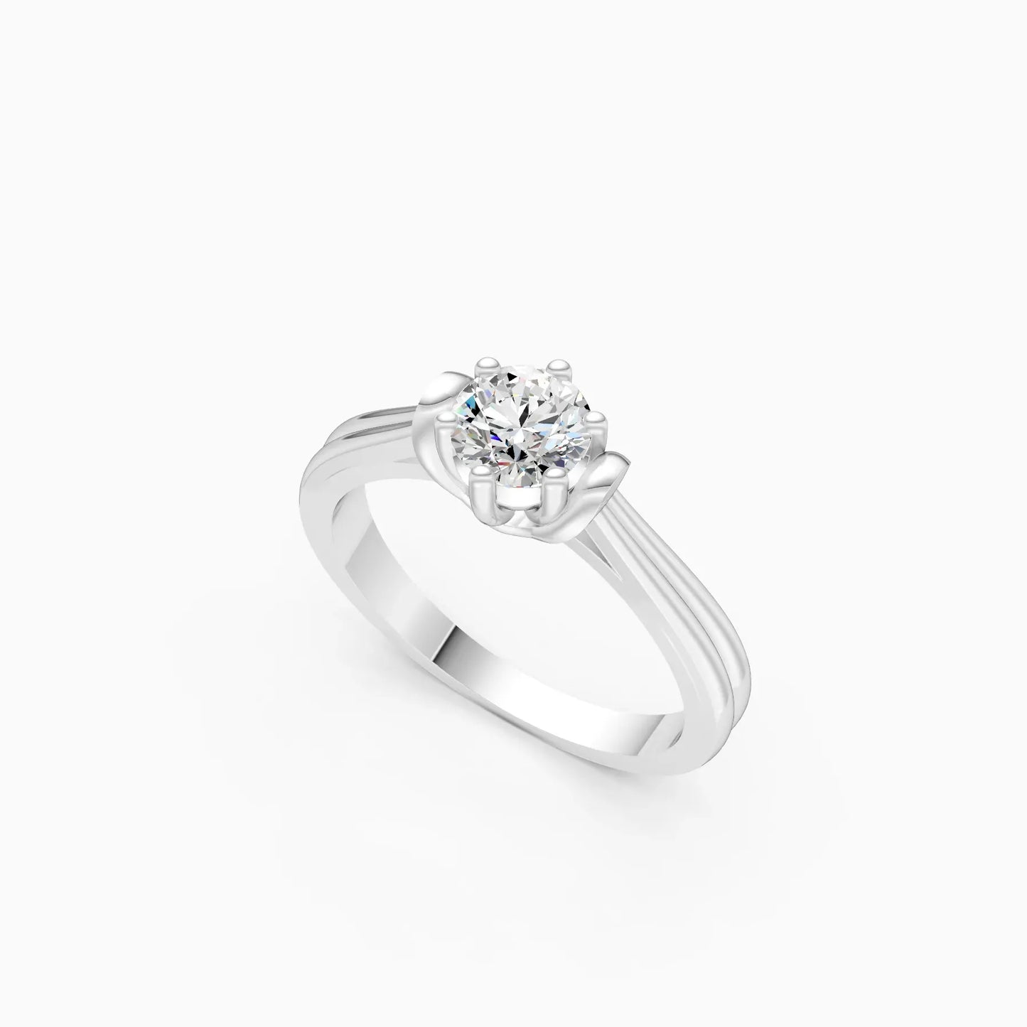 Classic Round Diamond Two Tone Ring