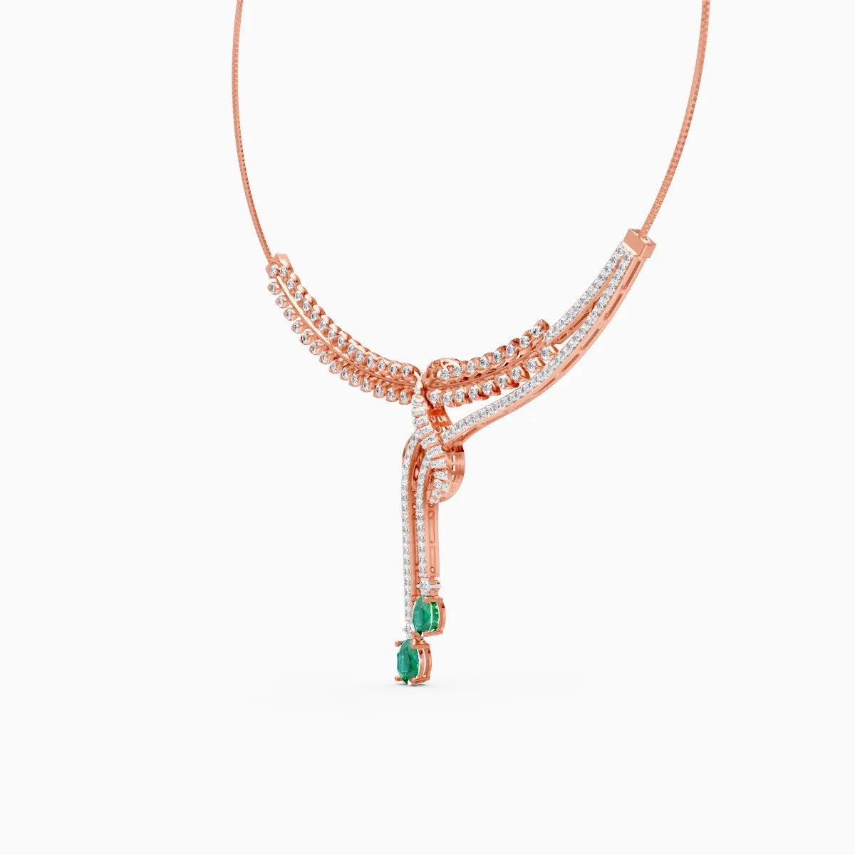 Dual Tone Floral lab Diamond Necklace Set