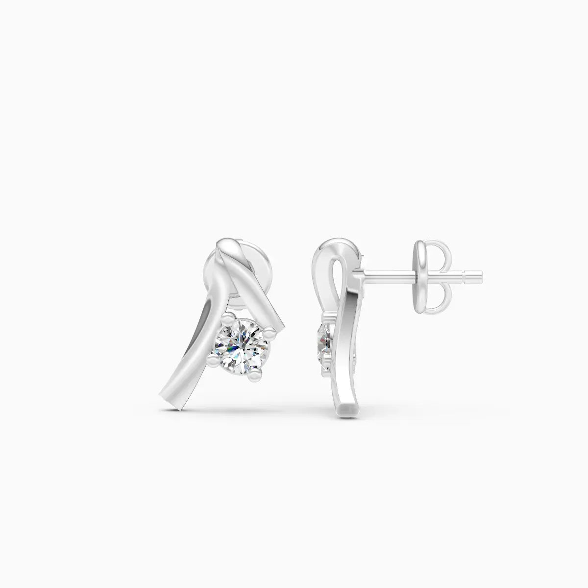 Twisted Ribbon Knot Solitaire Stud Earrings
