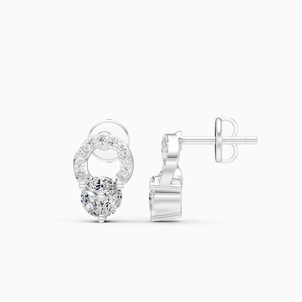Marquise Drop Halo Studs
