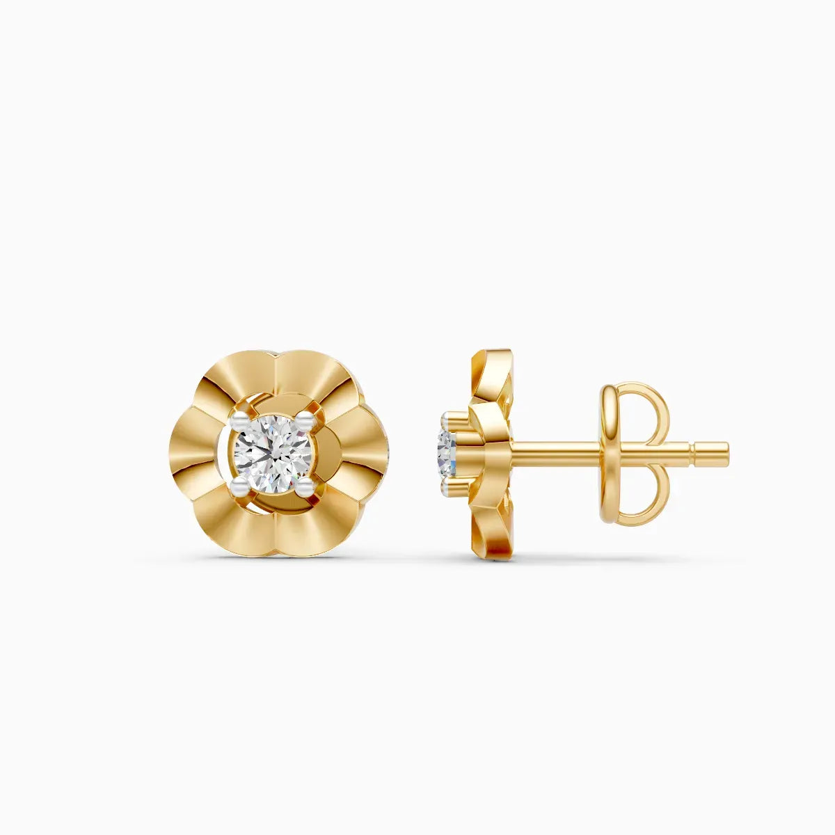 Round Floral Stud Earrings