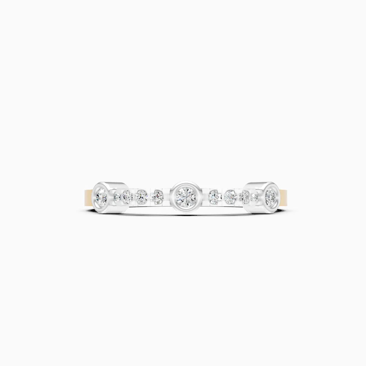 Bezel & Pave Station Diamond Ring