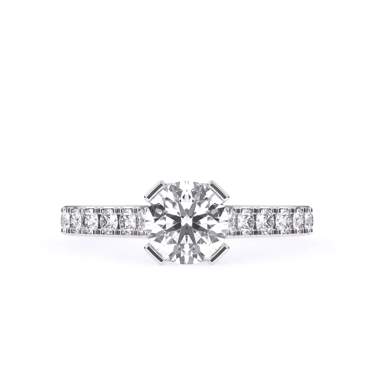 Laxurious Round Solitaire With Side Accent Diamond Ring