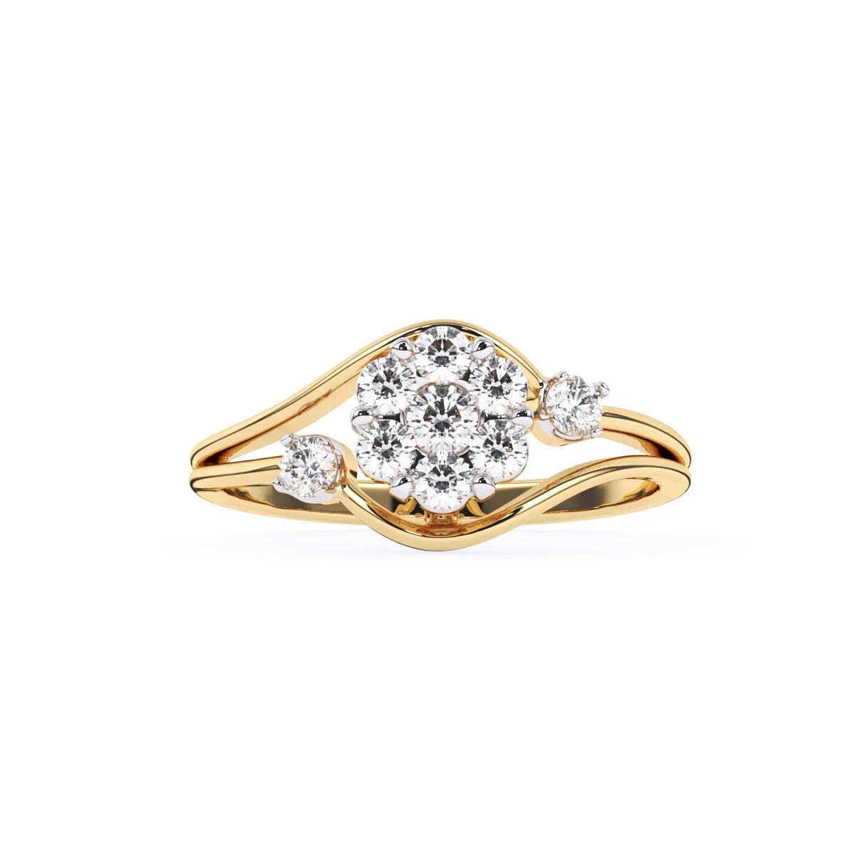 Round Diamond Ladies Fancy Cluster Flower Engagement Ring