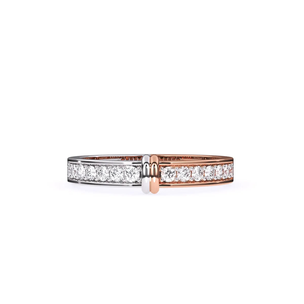 Amazing Round Diamond Two Tone Band For Better Half