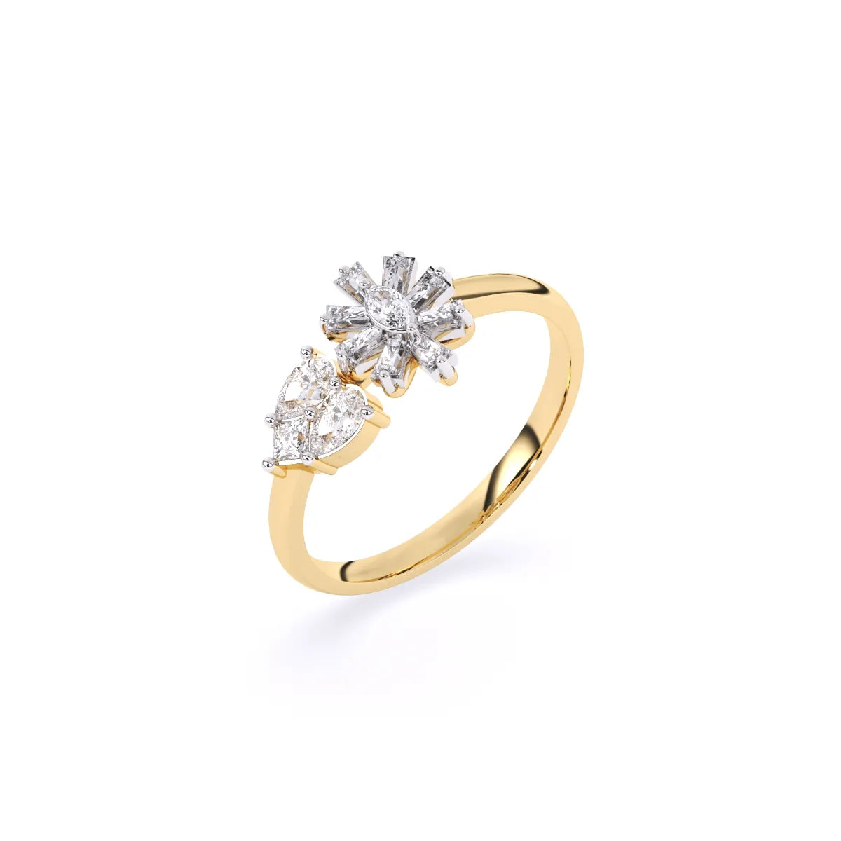 Toi Et Moi Flower Style And Multi Shape Diamond Ring