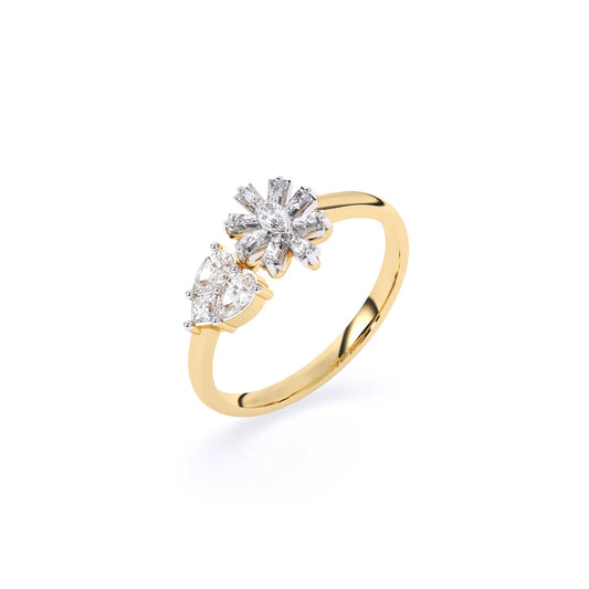 Toi Et Moi Flower Style And Multi Shape Diamond Ring
