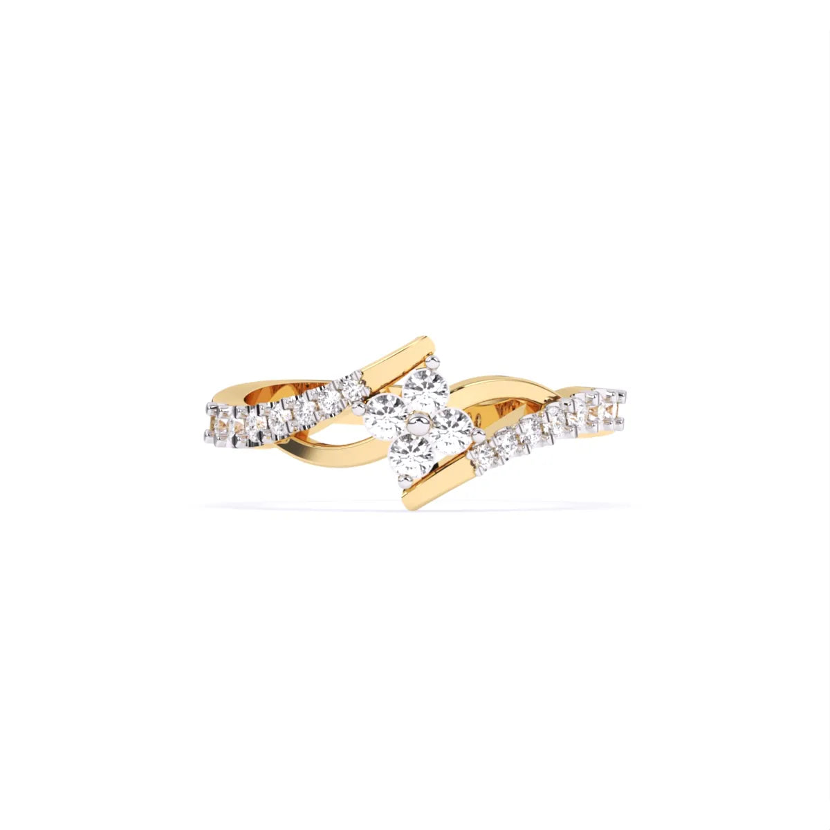 Flower Style Bypass Lab  Diamond Engagement Ring