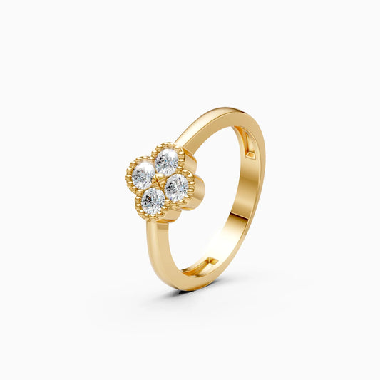 Floral Lab Diamond Ring in Gold