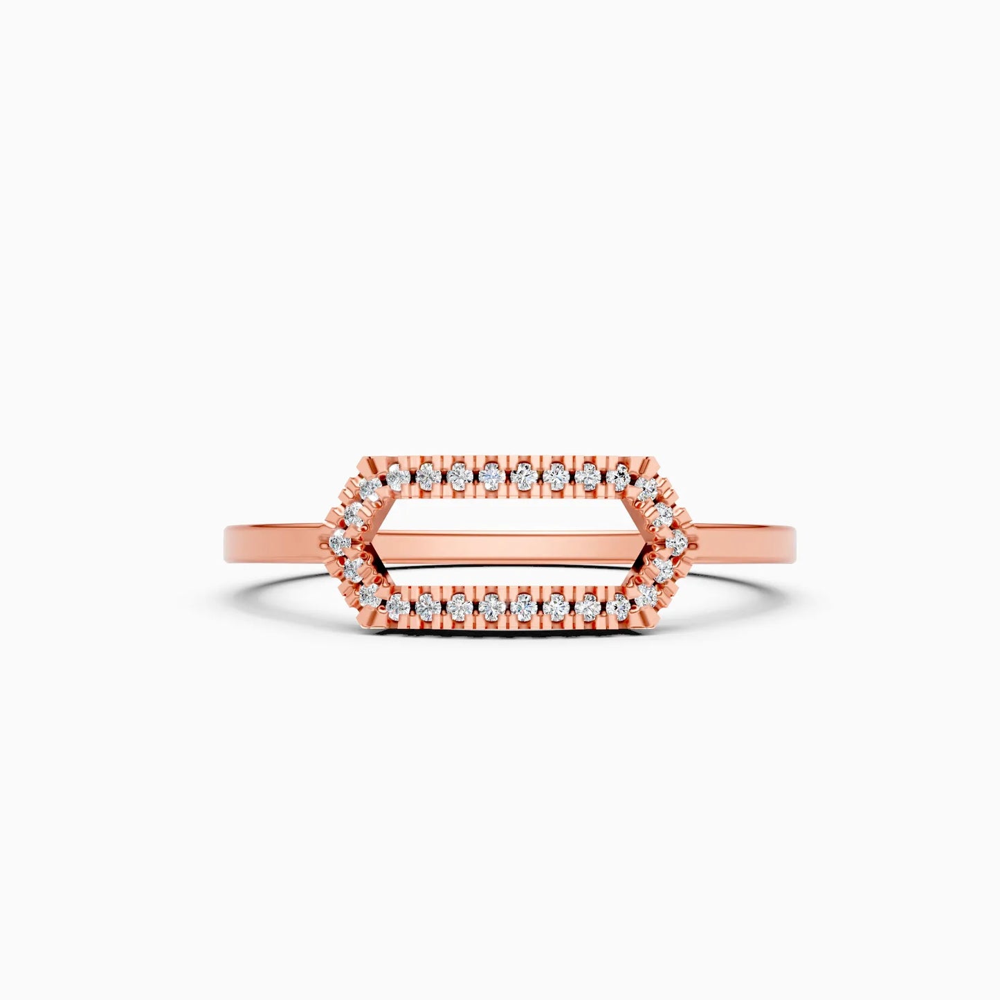 Stylish Open Hexagon Shape Diamond Ring