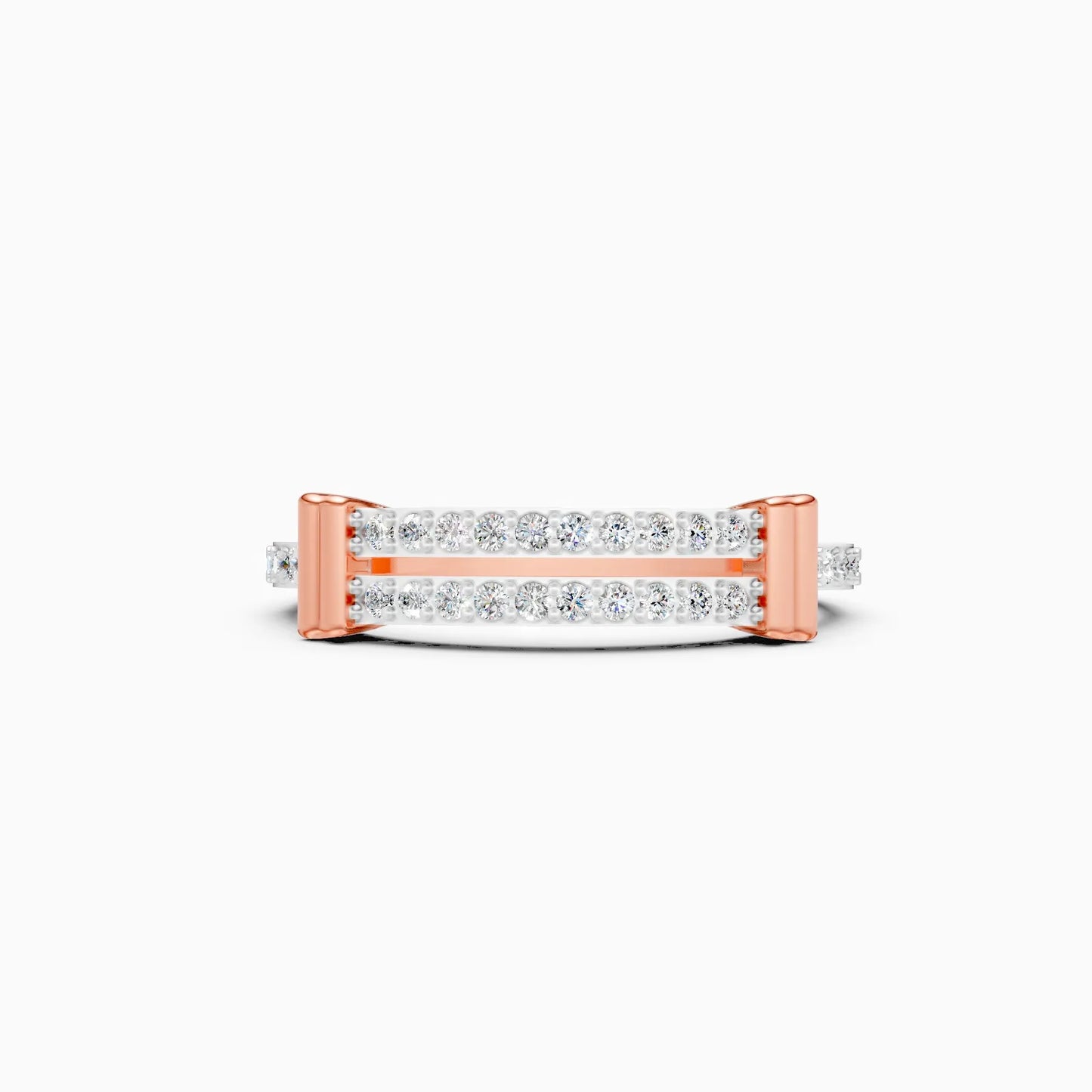 Double Row Bar Round-Cut Lab Diamond Ring