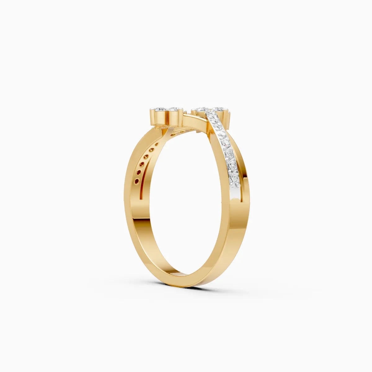 Wave Style Round Shape Lab Diamond Ring