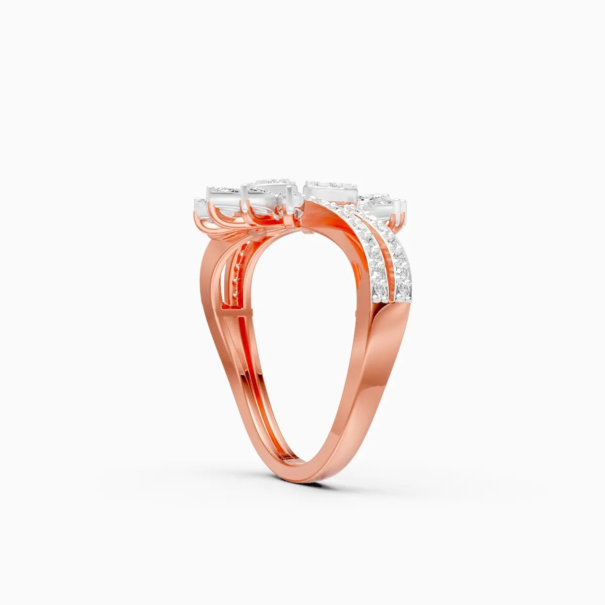 Floral Marquise Lab Grown Diamond Pave Accents Ring