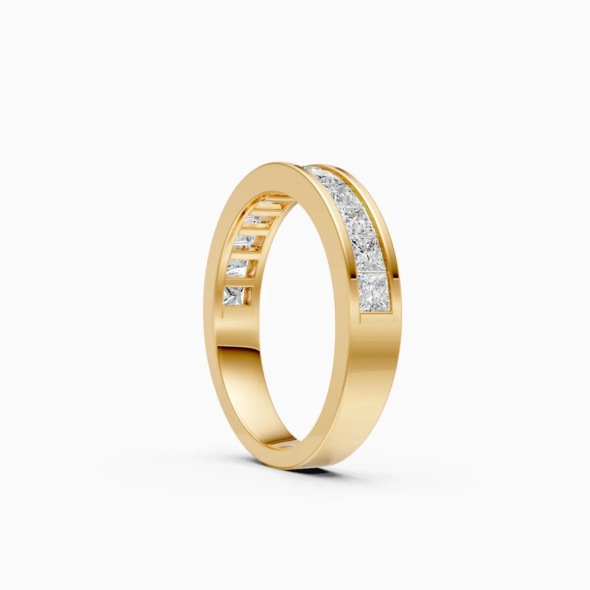 Sleek Channel Princess Cut Diamond Band