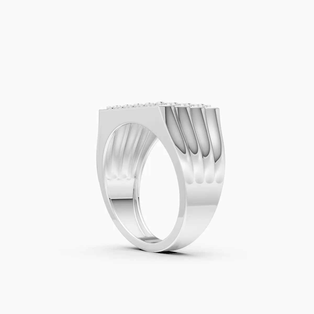 Square Grid-Set Diamond Geometric Power Lab Grown Diamond Ring