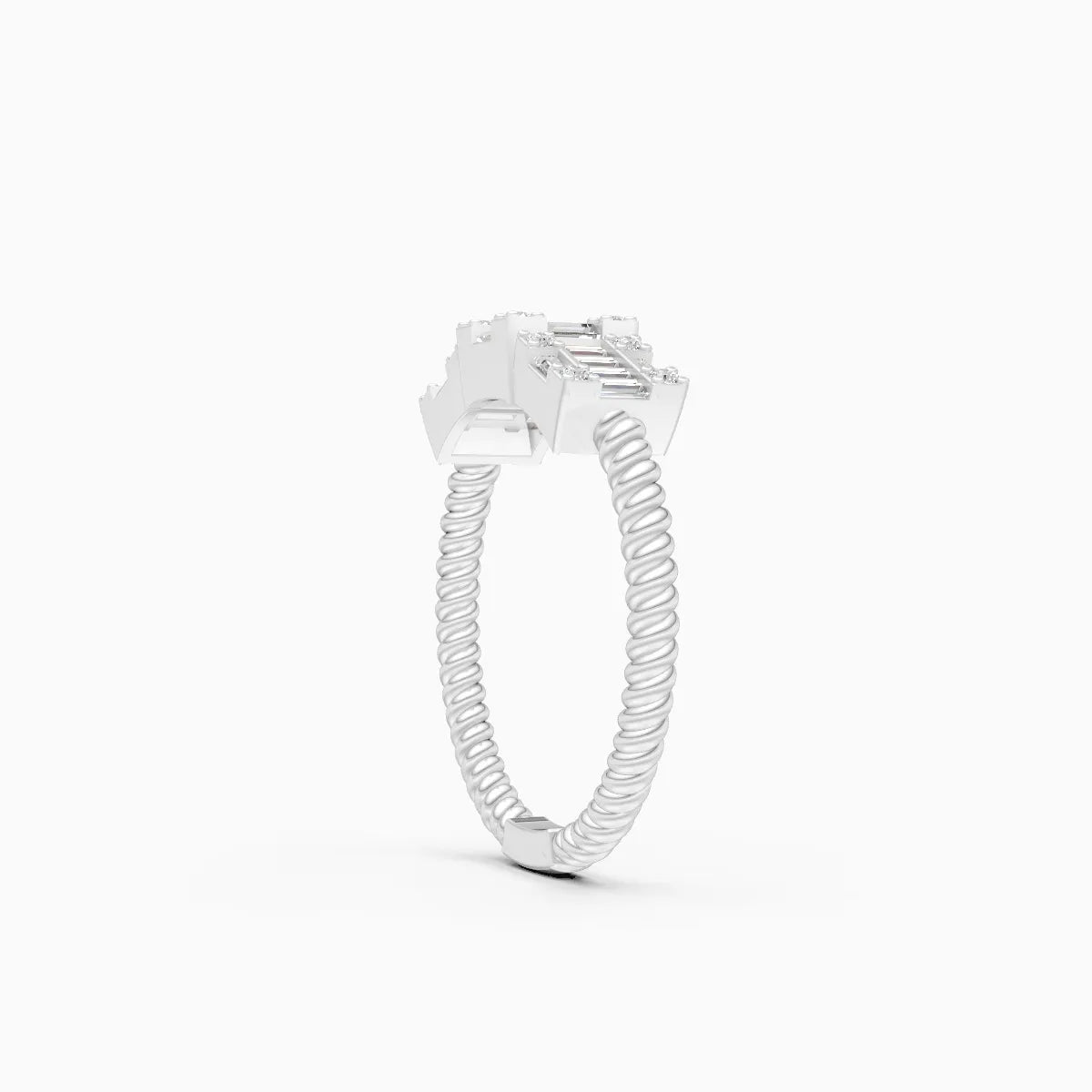 Baguette Bliss Flexi Band And Twist Grid Elegance Lab Grown Diamond Ring