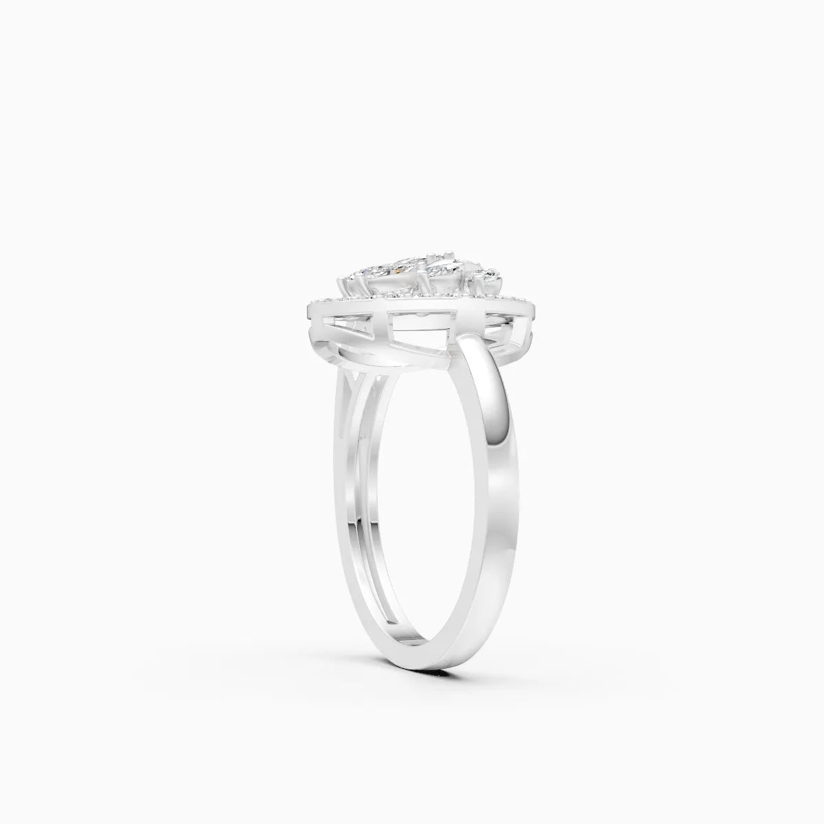 Radiant Leaf Circle Diamond Ring