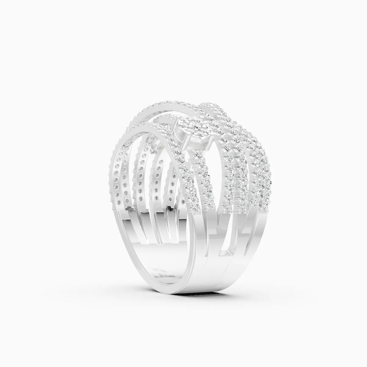 Bold Clustered Multi-Layer Halo Diamond Ring