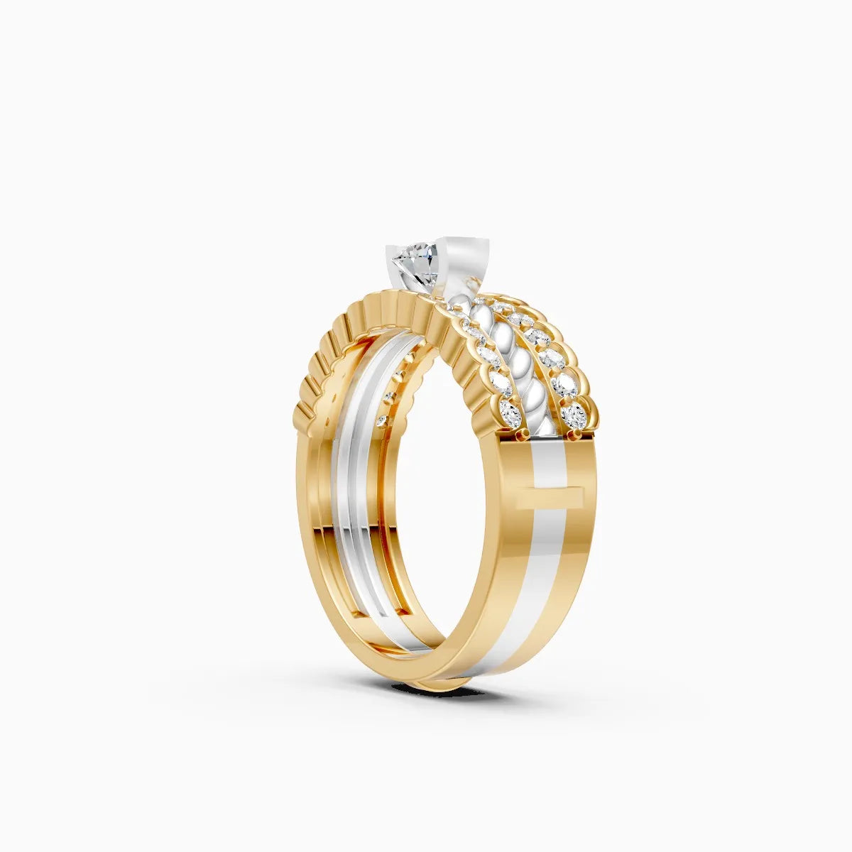trio layered centerpiece diamond ring