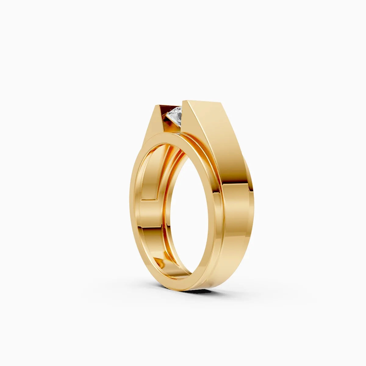 Modern Bezel Setting Men's Two-Tone Lab Diamond Ring