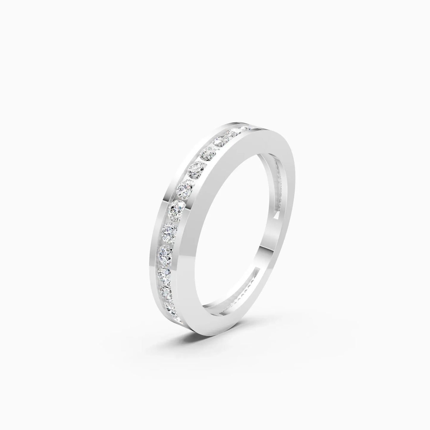 Channel Set Round Diamond Half Eternity Band