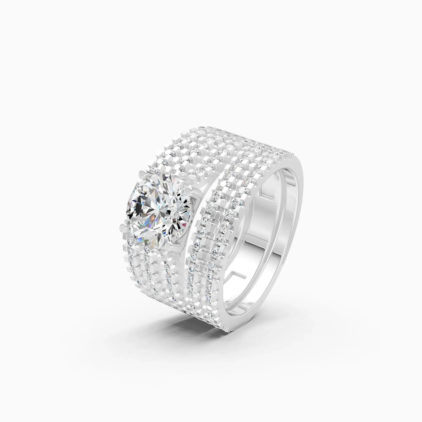 Sparkle Solitaire Five Band Engagement Ring