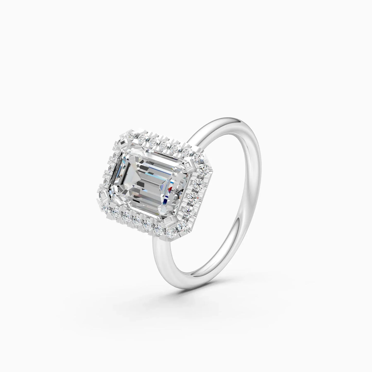 Emerald Halo Solitaire Diamond Ring