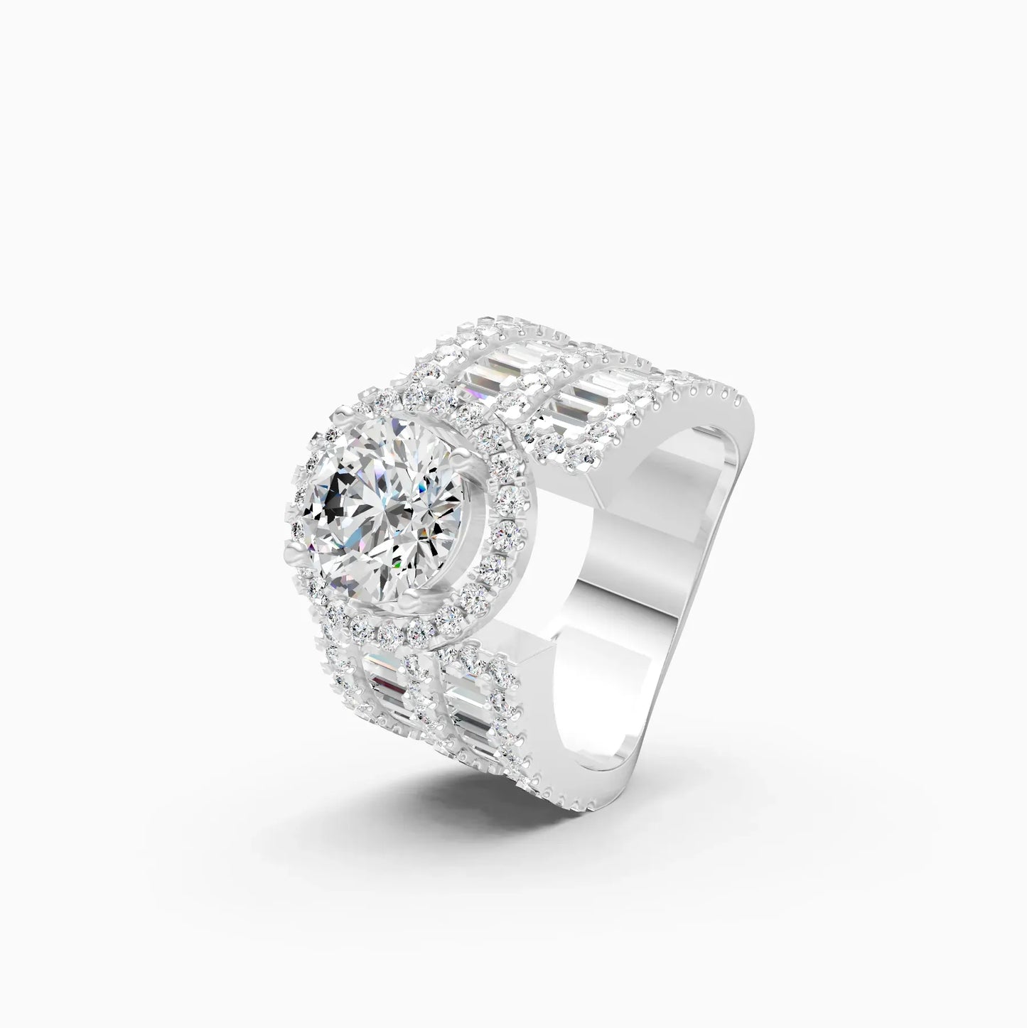Luxury Triple Row Halo Diamond Ring