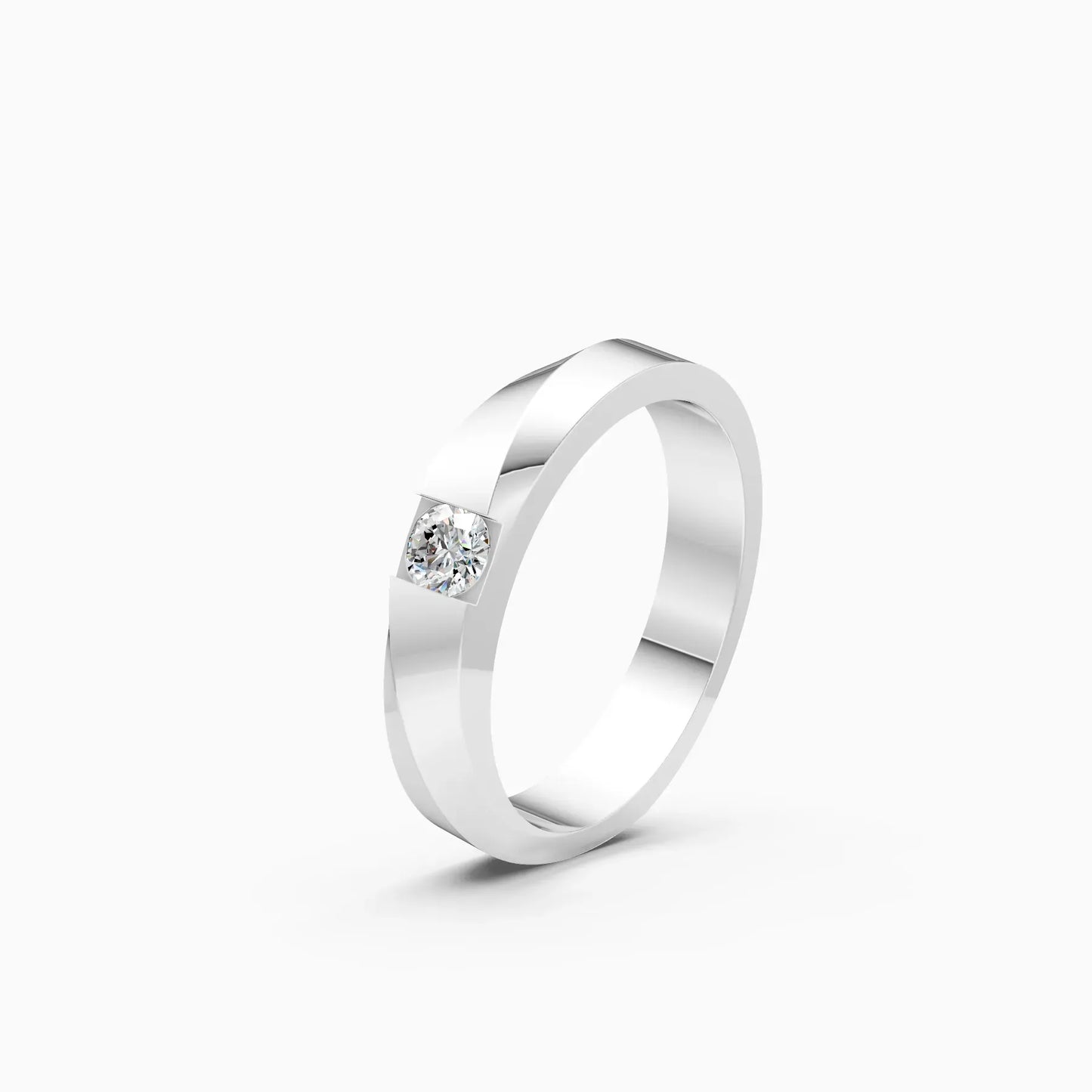 14kt Solitaire Round Lab Diamond Men's Ring