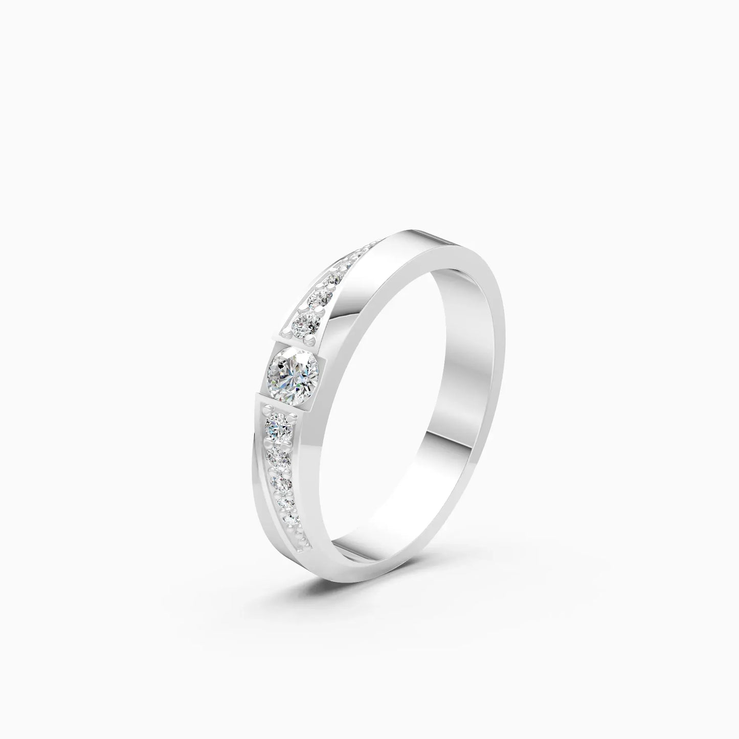 Round Side Accents Diamond Couple Ring