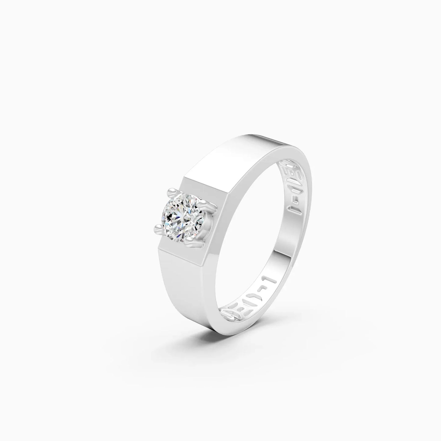 Round Lab Diamond Men's Solitaire Ring