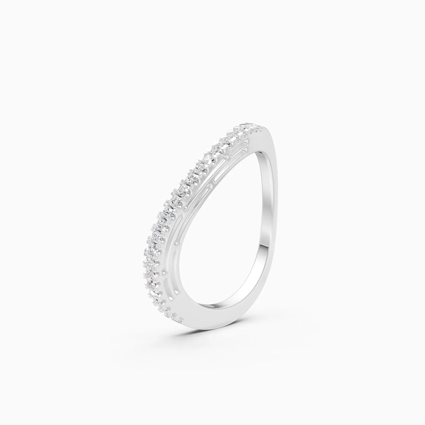 Minimalist Curve Shape Lab-Diamond Band Ring