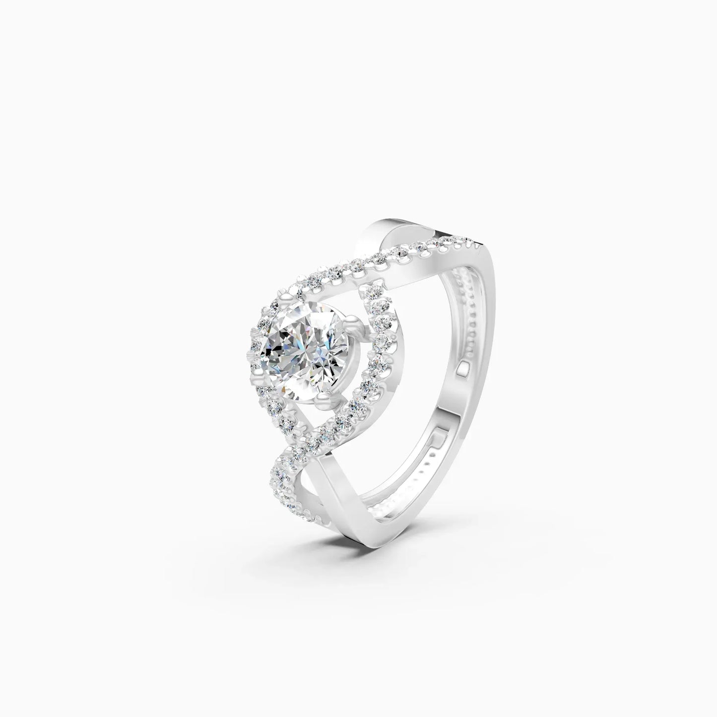 Spiral Cross Solitare Diamond Ring