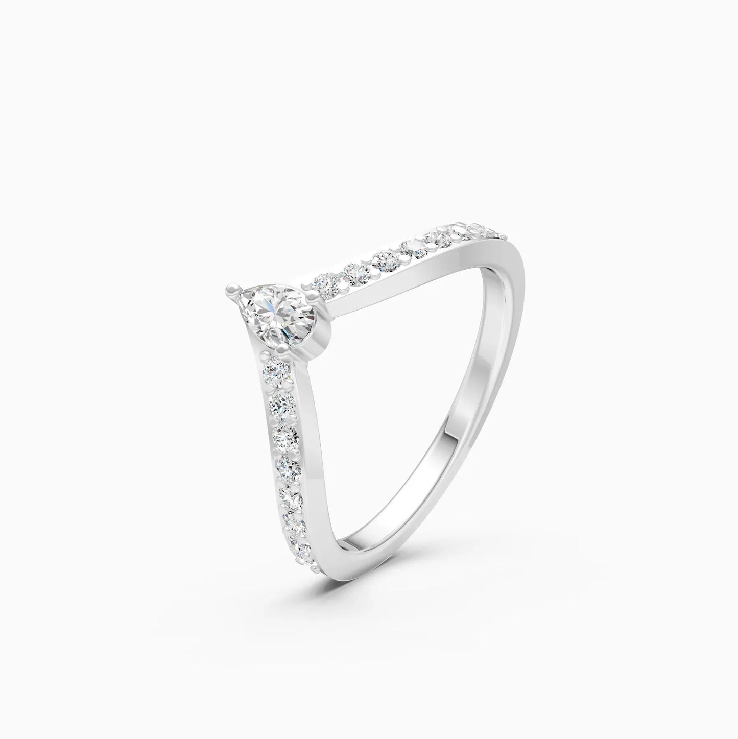 Pear Diamond Curved Wedding Band