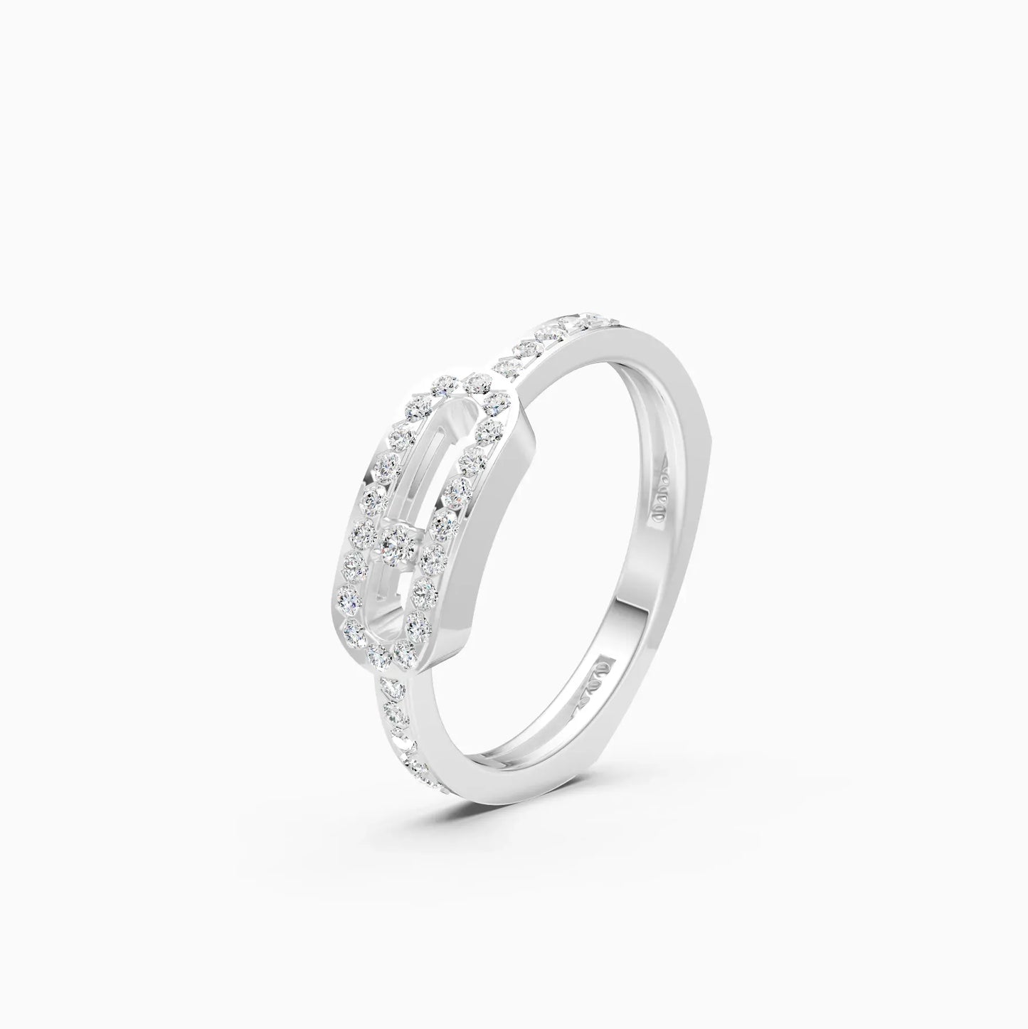 Round lab Grown Diamond Open Hexagon Ring
