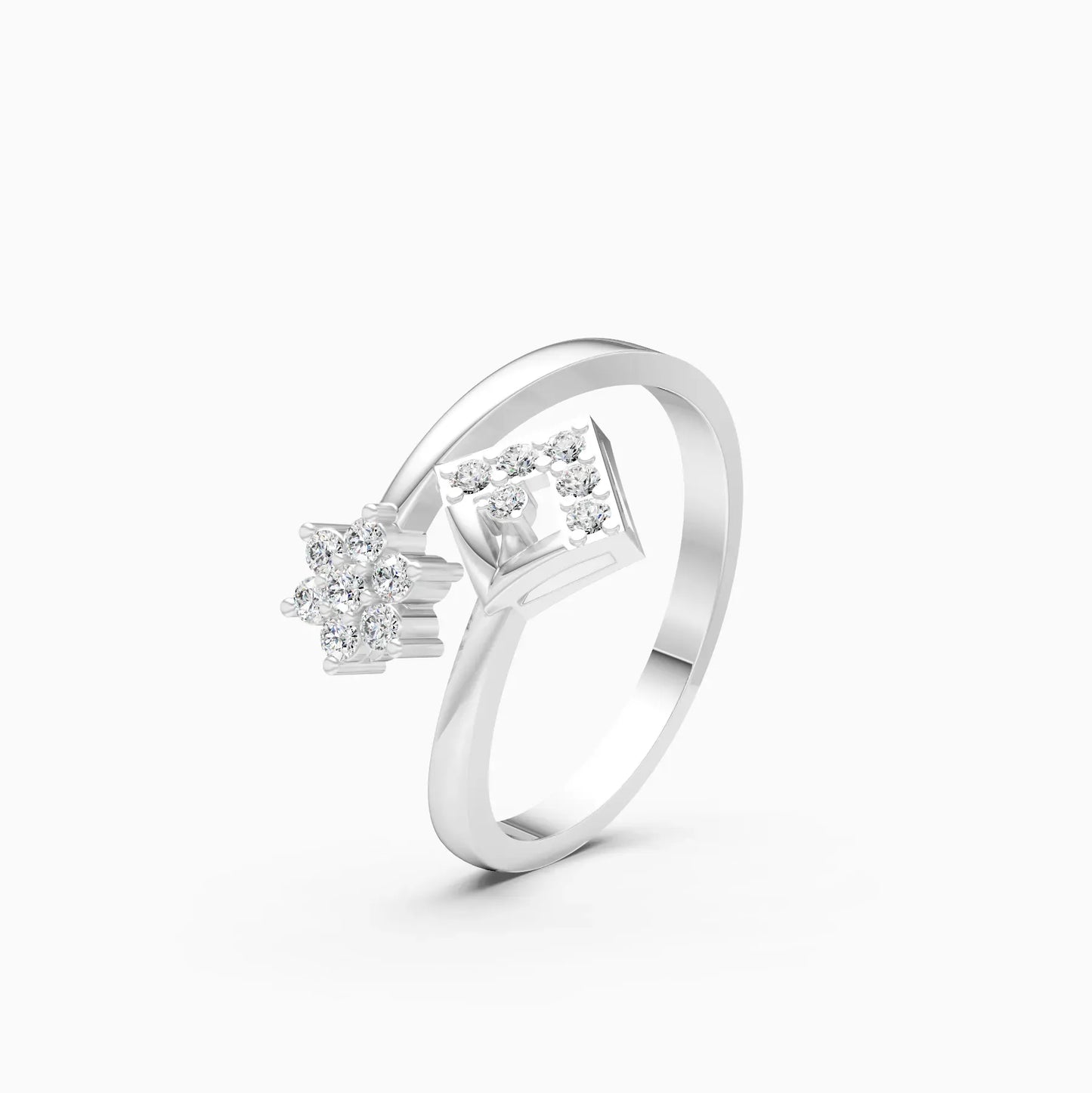Floral Style By Pass Setting Diamond Cluster Band