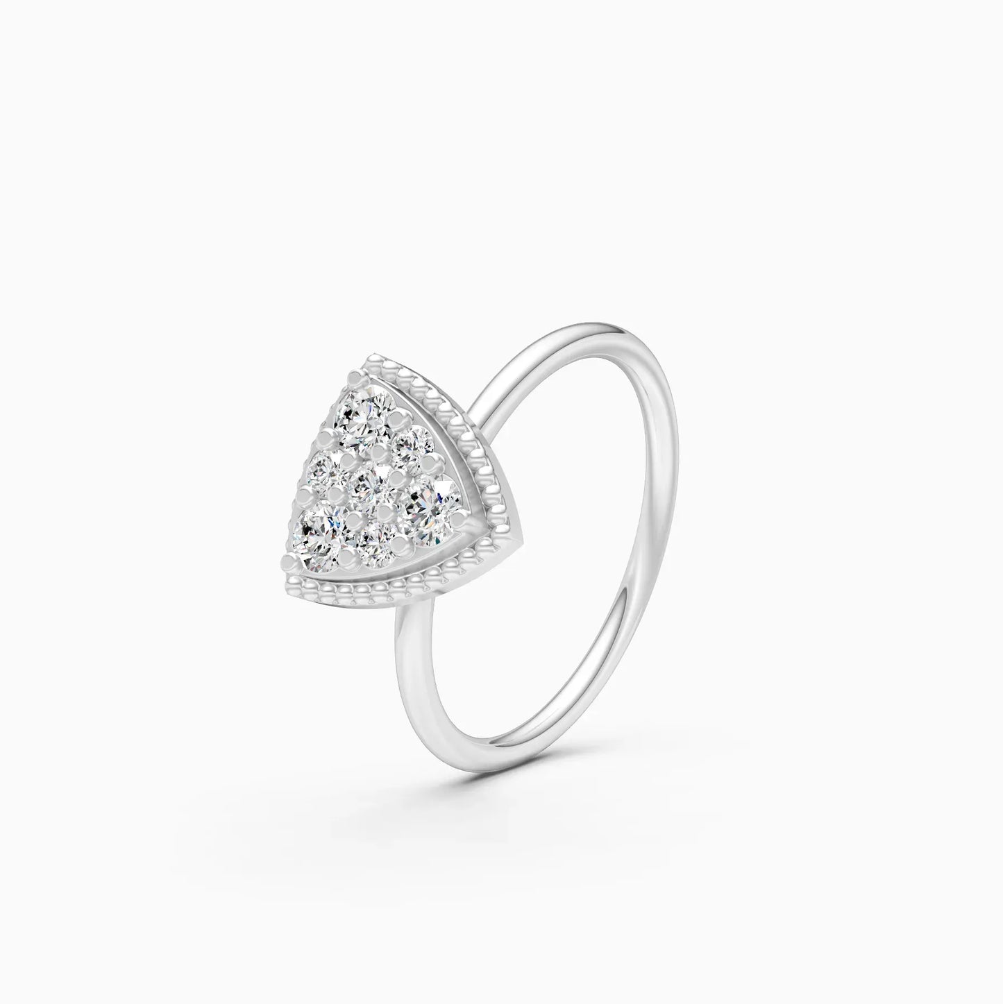 Elegant Two Tone Diamond Cluster Trillion Shape Ring