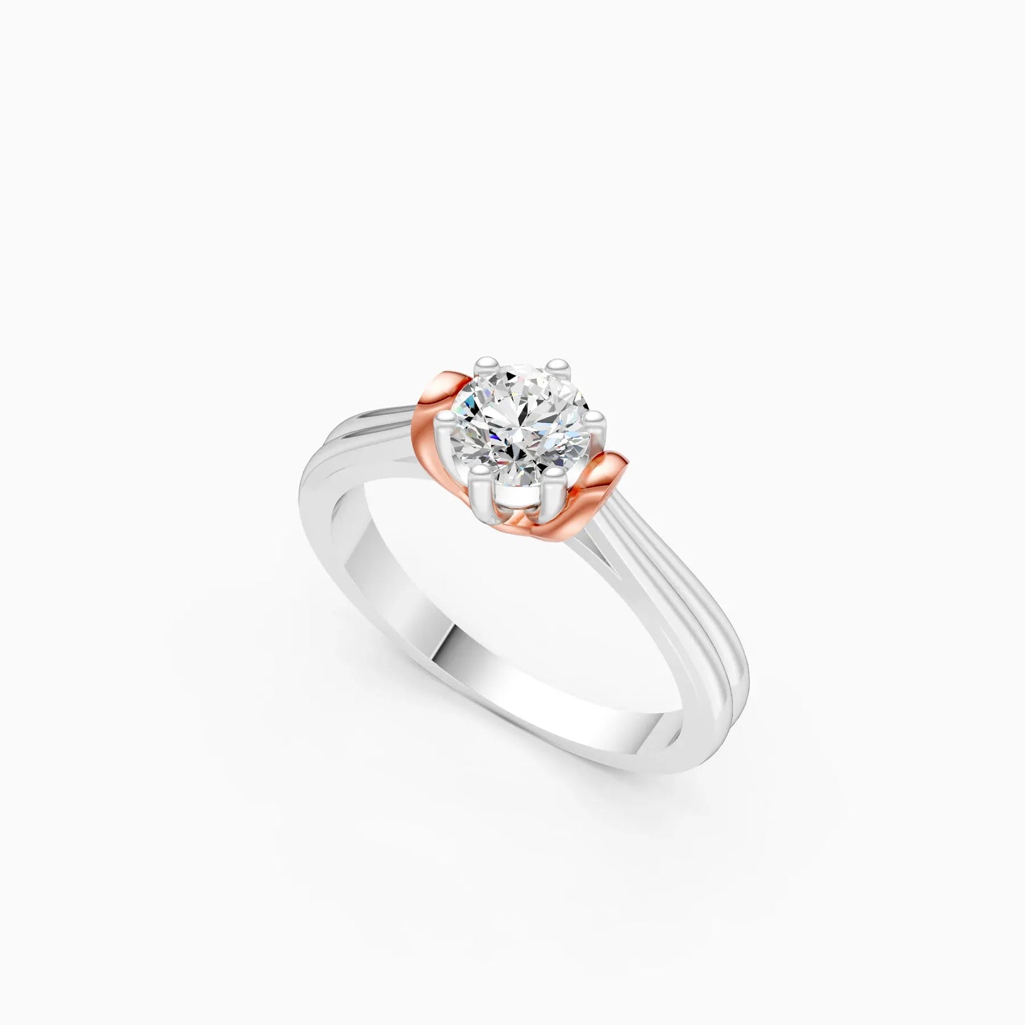 Classic Round Diamond Two Tone Ring