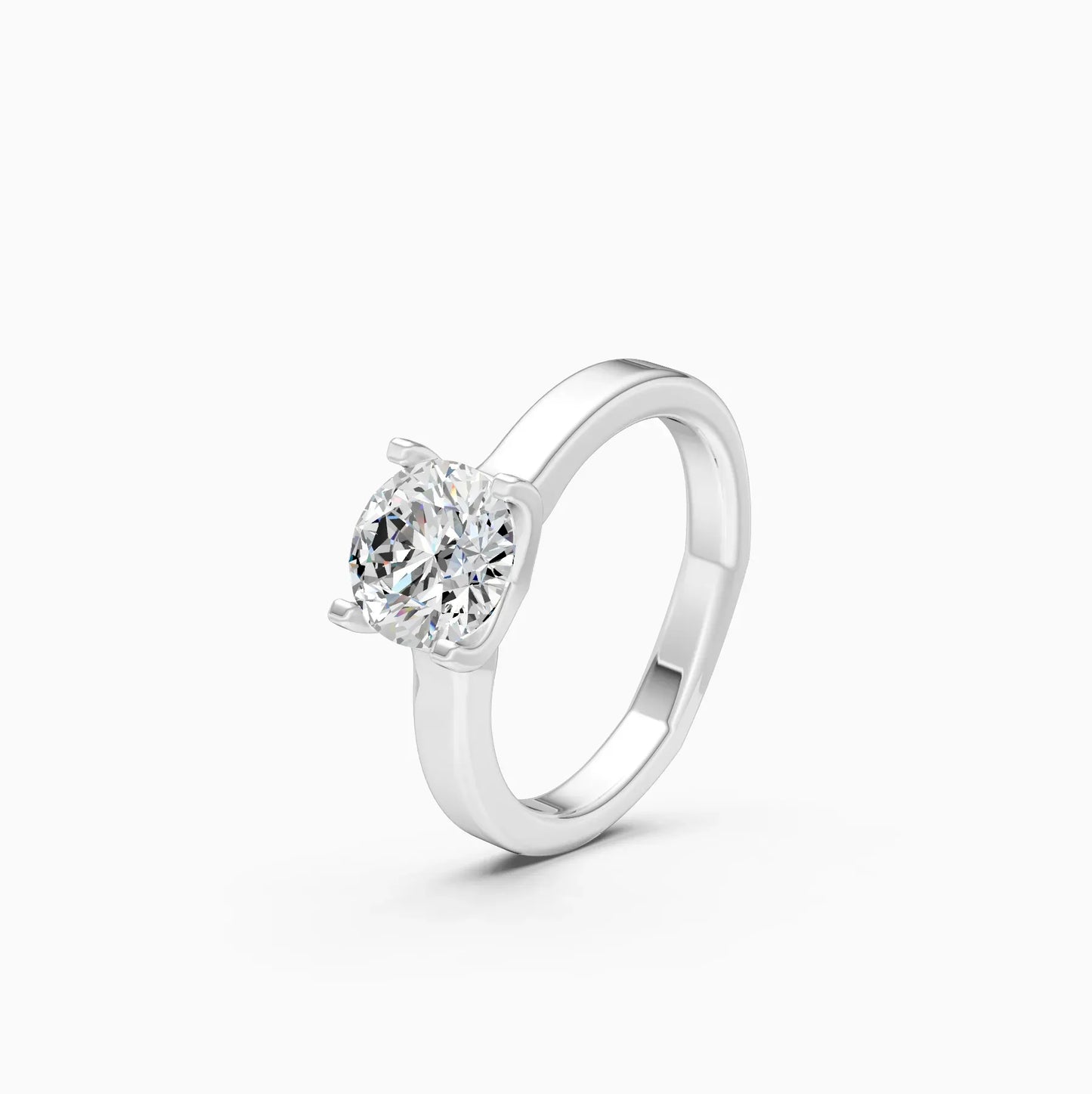 Round Four Prong lab Diamond Solitaire Ring