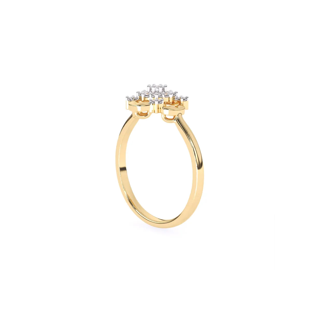Round Fancy Geometric Pattern 14K Gold Diamond Ring
