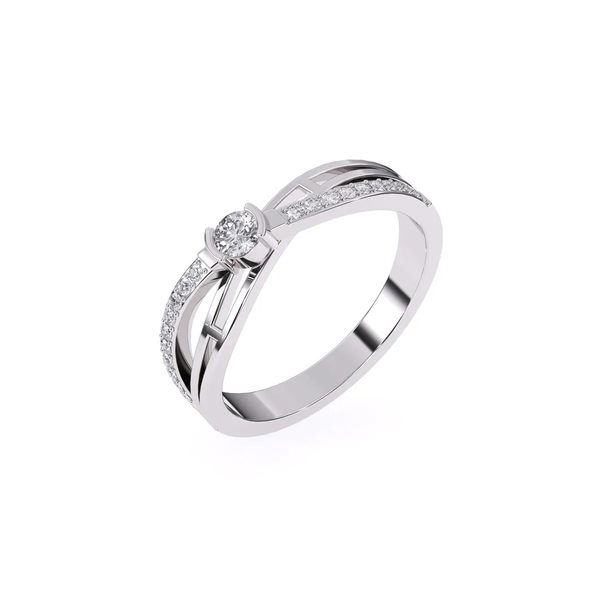 Antique Crossover Diamond Ring in Rose Gold And White Gold