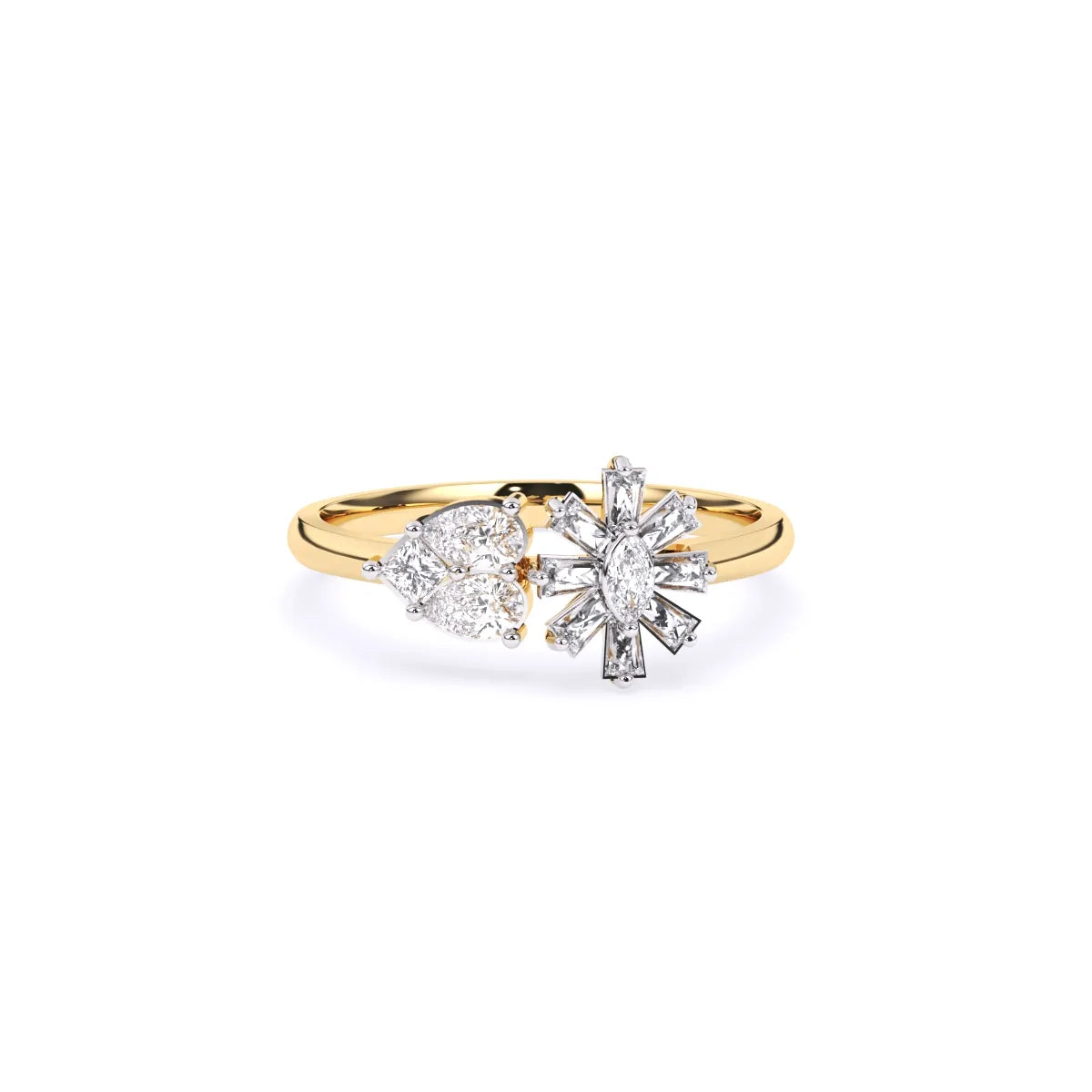 Toi Et Moi Flower Style And Multi Shape Diamond Ring