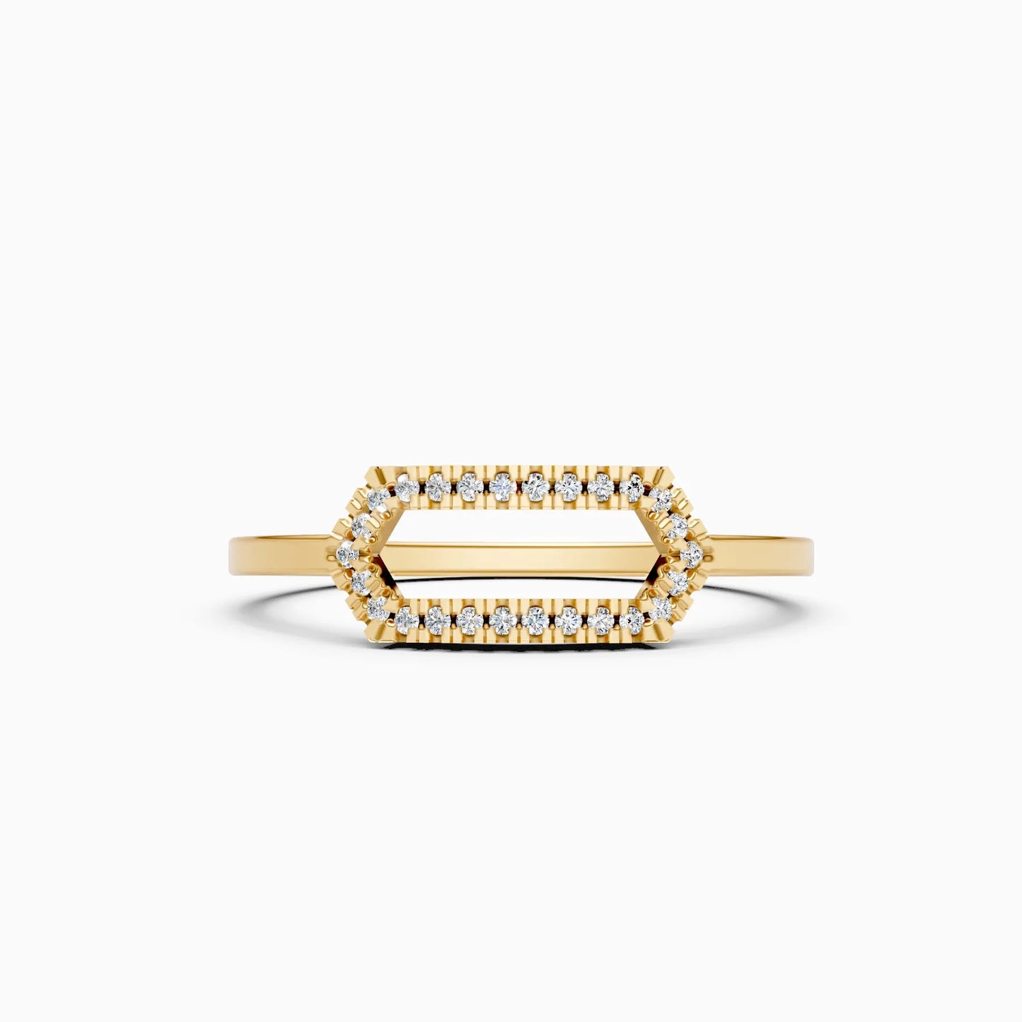 Stylish Open Hexagon Shape Diamond Ring