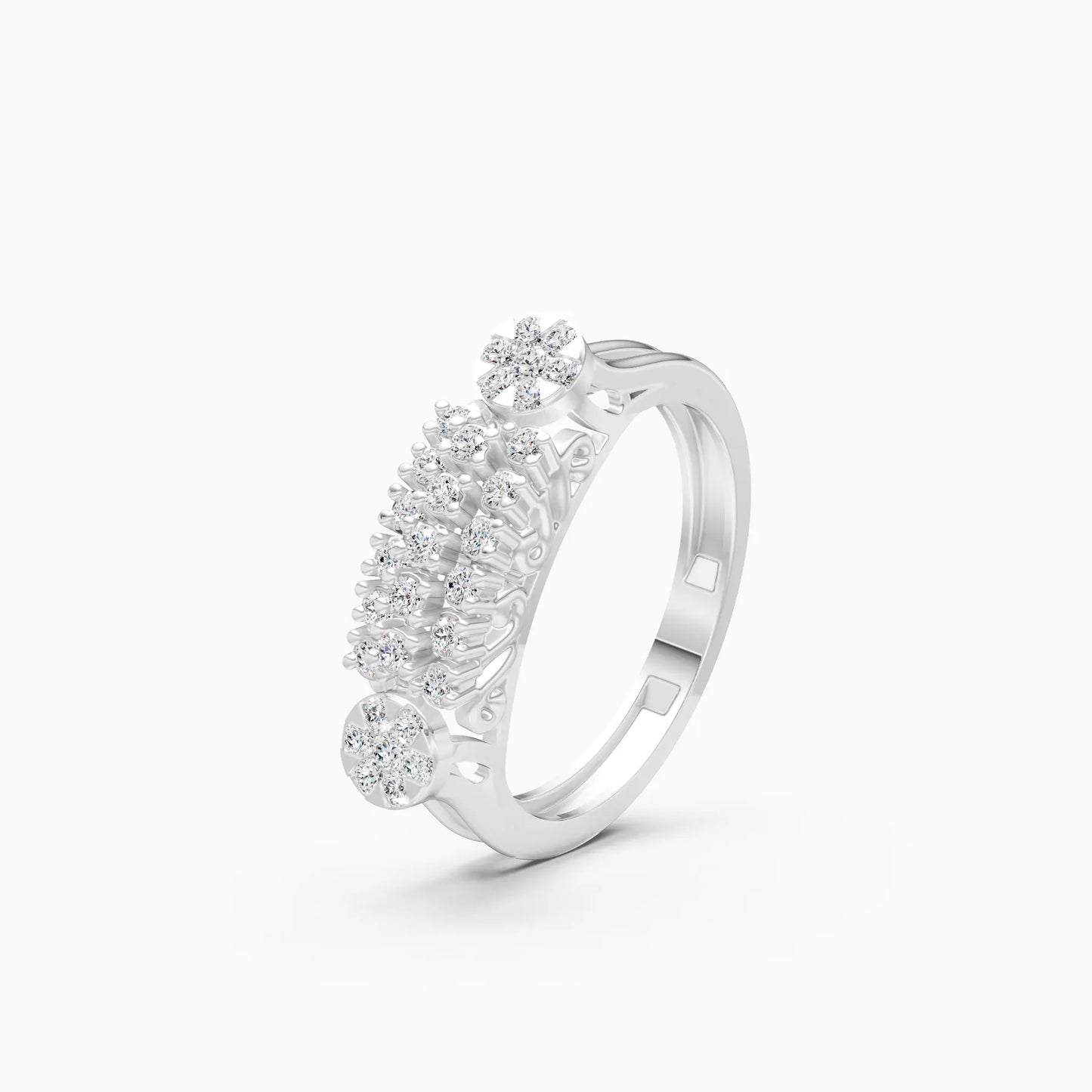 Attractive Round Cluster Diamond Engagement Ring