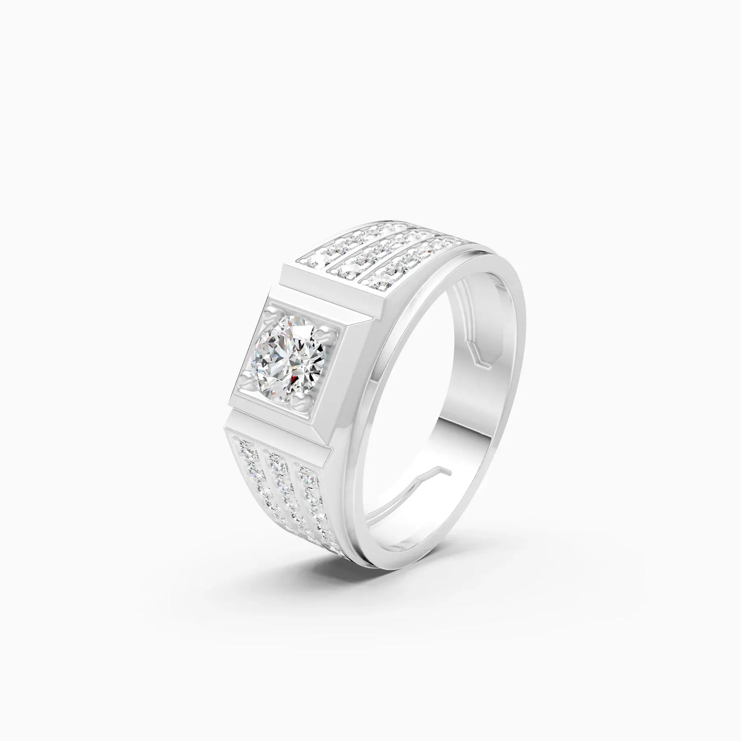 Stylish Three Row Cluster Round Lab Grown Ring